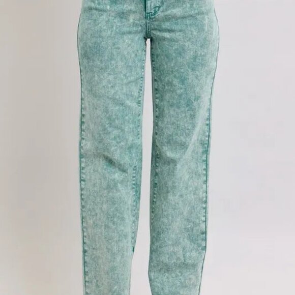 Hazel Blues® | Judy Blue High Waist Garment Dyed Raw Hem Dad Jean - Picture 1 of 8